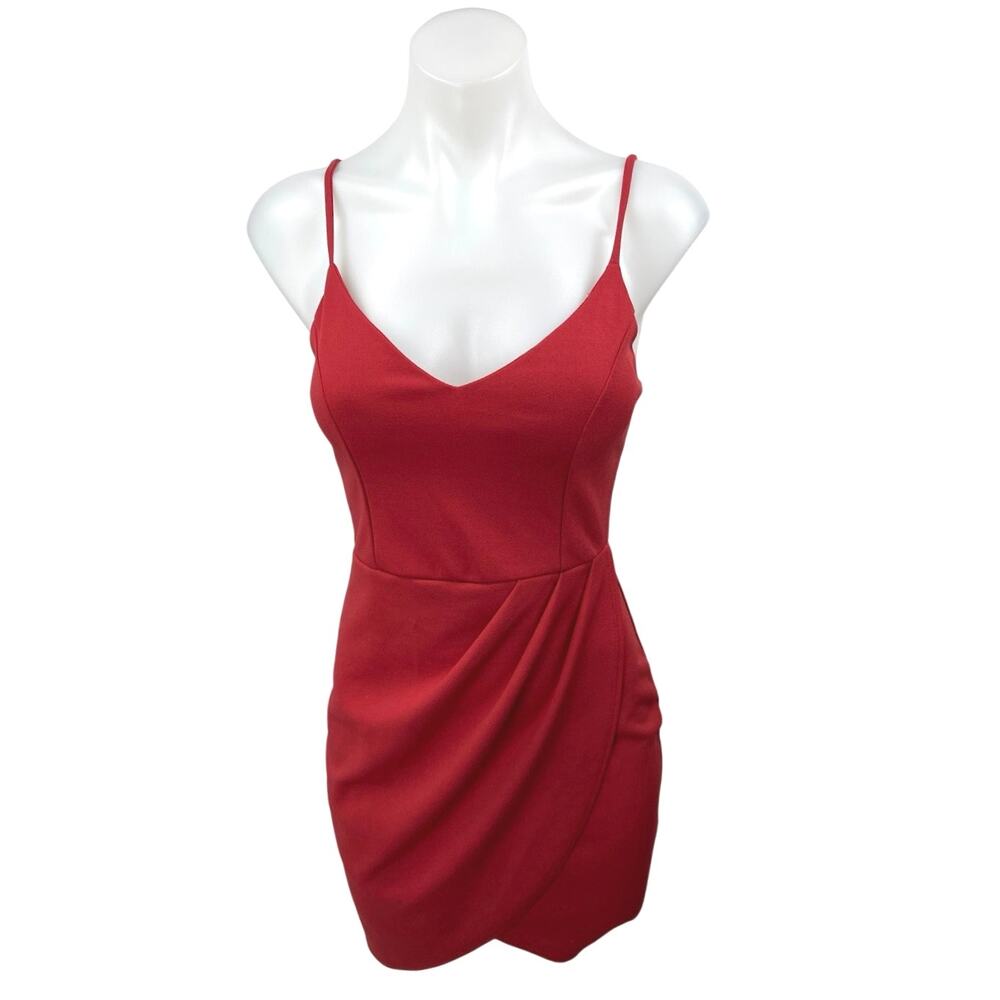 Lulus Forever Your Girl Red Sleeveless Cami Camisole Wrap Bodycon Tank Dress S